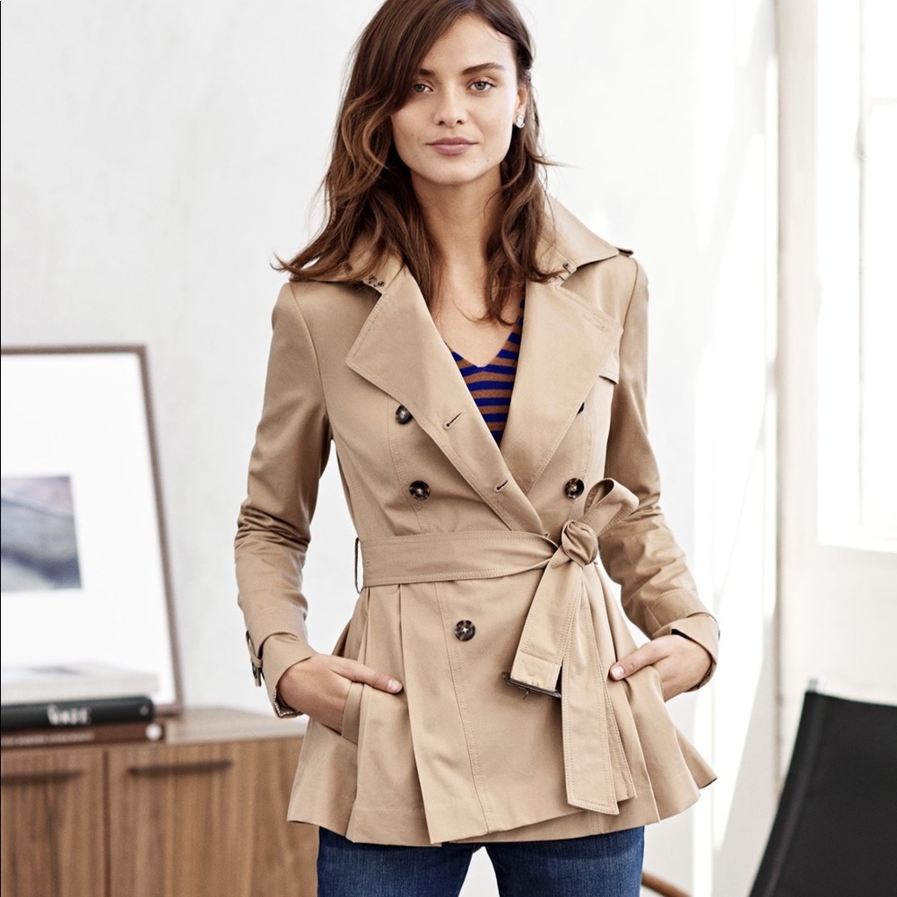 Banana Republic Short Peplum Trench Coat 0P